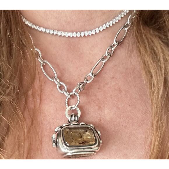 Antique Sterling Silver Swivel Fob And Chain - Picture 3 of 11